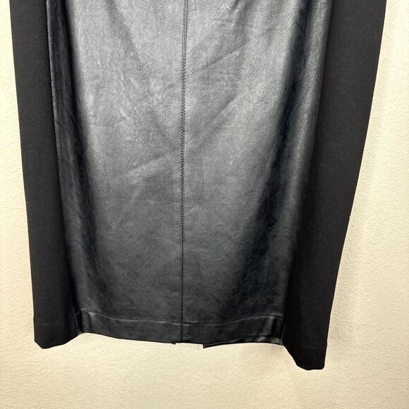 Cartise Faux Black Leather Skirt 8 Mod Edgy Romantic Career Capsule Quiet Luxe - Picture 3 of 11